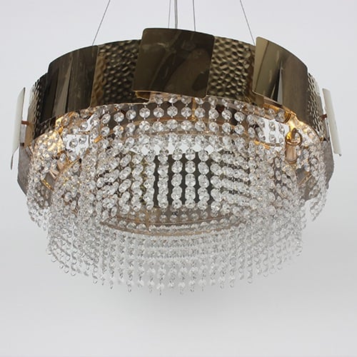 ثريا دائرية ذهبية كريستال استايل اوروبي مع صدف ذهب...