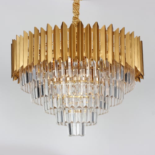 انارة ثريا كرستال لون ذهبي شكل دائري 8037