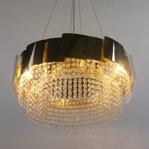 ثريا دائرية ذهبية كريستال استايل اوروبي مع صدف ذهب...