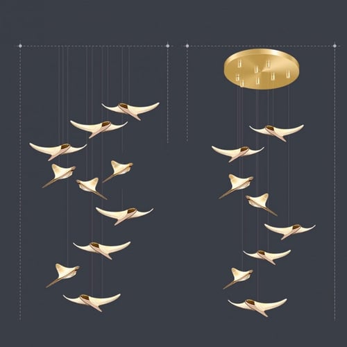 ثريا درج طويلة إضاءة LED حديثة | ثريا سقف معلقة بـ...