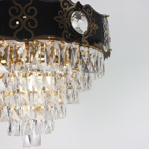 ثريا دائرية اسود كريستال استايل اوروبي مقاس 60 سم8...