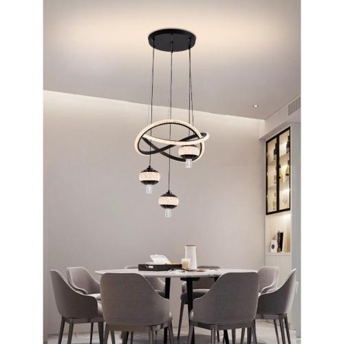 ثريا مودرن سقف إضاءة LED | لون أسود، طول قابل للتع...