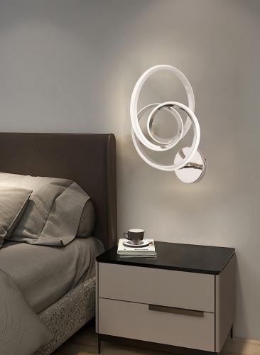 أبليك جداري مودرن، لون فضي، تصميم عصري، إضاءة LED،...