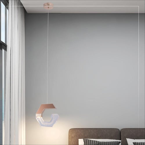 ثريا علاقي مفرد - ذهبي، طول السلك 160 سم قابل للتع...