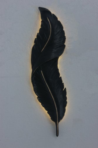 ابليك جداري ليد مودرن شكل ريشة اسود مقاس 86 سم5097...