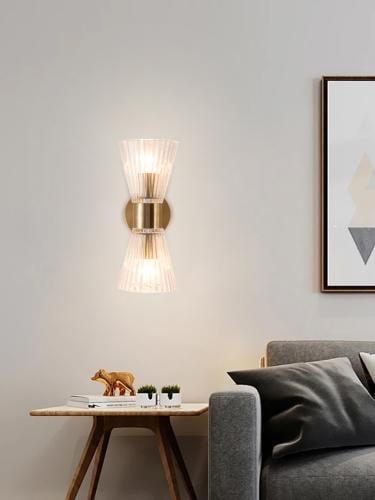 أبليك جداري مودرن، لون ذهبي، تصميم عصري، إضاءة LED...
