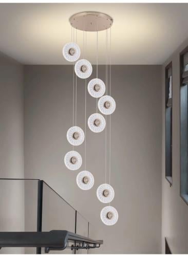 ثريا درج طويلة إضاءة LED حديثة | ثريا سقف معلقة بـ...