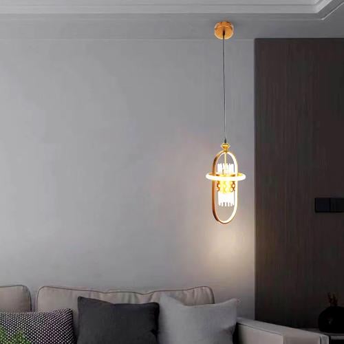 انارة ثريا علاقي لون ذهبي لد و لمبة 6819