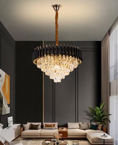 ثريا كريستال ستايل أوروبي أسود مع ذهبي شكل دائري م...