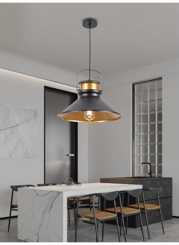 إضاءة علاقي مطبخ أسود - طول السلسلة 180 سم، لمبة E...