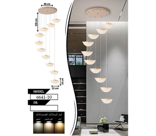 ثريا درج طويلة إضاءة LED حديثة | ثريا سقف معلقة بـ...