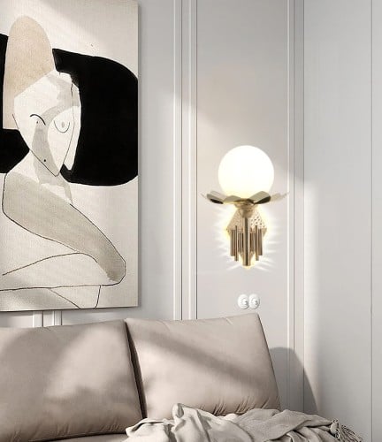 انارة ابليك جداري زهرة نحاسي 7480