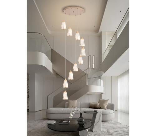 ثريا درج طويلة إضاءة LED حديثة | ثريا سقف معلقة بـ...