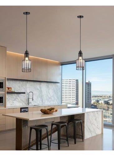 ثريا معلقة زجاجية أنيقة مودرن 2244-1 مع إطار معدني...