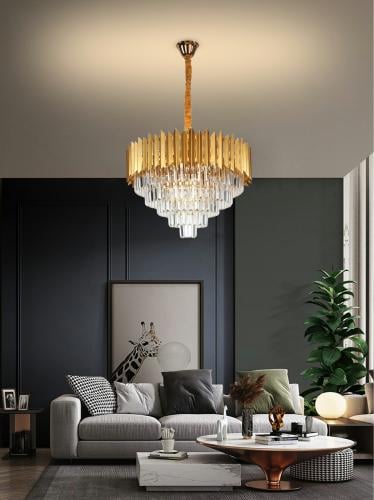 انارة ثريا كرستال لون ذهبي شكل دائري 8037