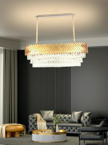 ثريا مستطيل ذهبي كريستال استايل اوروبي ماركة Best...