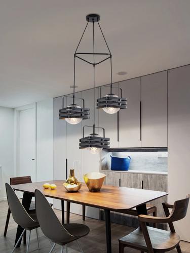 ثريا مودرن سقف لون أسود إضاءة لبمة E27 | لون أسود،...