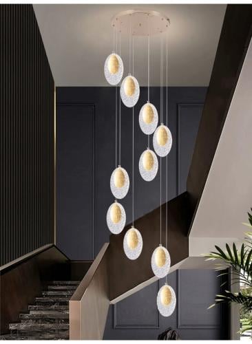 ثريا درج طويلة إضاءة LED حديثة | ثريا سقف معلقة مع...