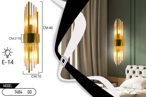 انارة ابليك جداري عيدان ذهبي7484-A