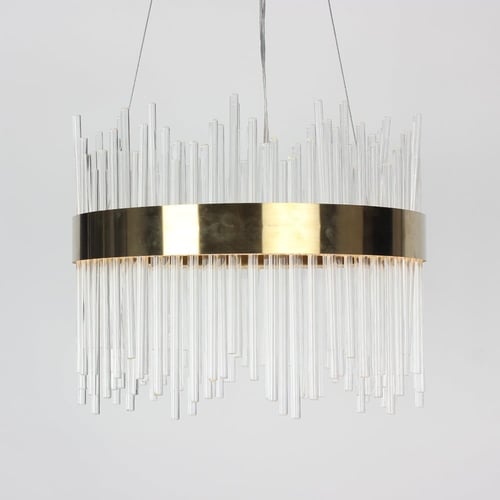 ثريا مودرن دائرية ذهبية كريستال أنابيب بحزام ذهبي...