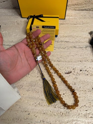 سبحه كهرمان حر شوائب طبيعية مع شكة تفاصل يدوي