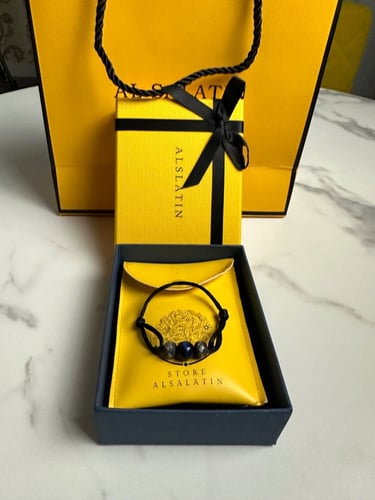 سوارة فضة مع حجر عين النمر حياكة يدوية