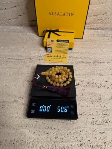 سبحه كهرمان حر شوائب طبيعية مع شكة تفاصل يدوي