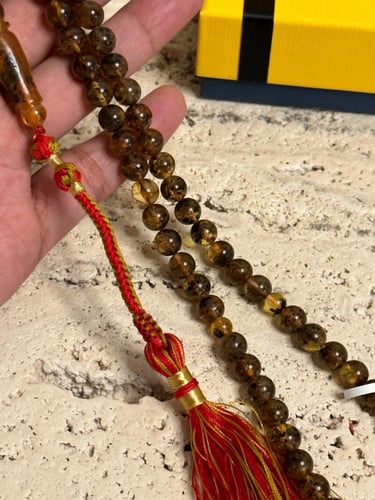 سبحه كهرمان حر شوائب طبيعية