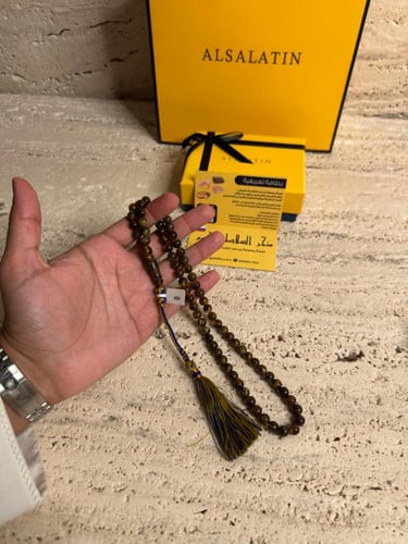 سبحه كهرمان حر شوائب طبيعية مع شكة تفصال يدوي