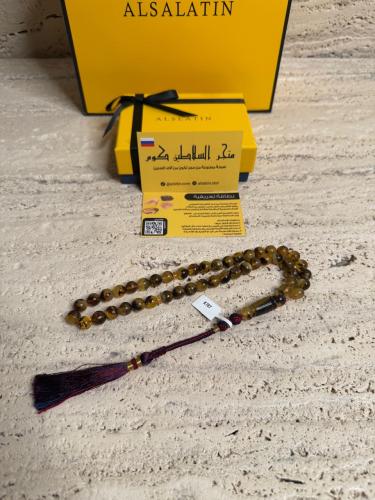 سبحه كهرمان حر شوائب طبيعية مع شكة تفاصل يدوي