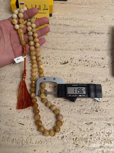 سبحه كهرمان حر شوائب طبيعية مع شكة تفاصل يدوي