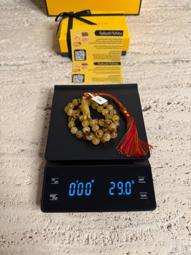 سبحه كهرمان حر شوائب طبيعية مع شكة تفاصل يدوي