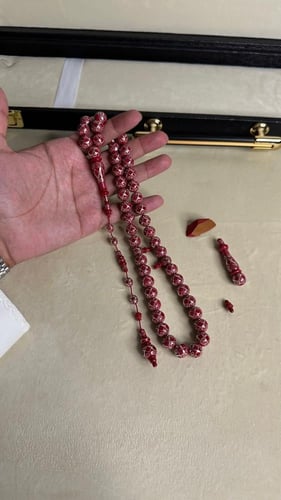 مسباح من كرات بولينق صب قديم منقوش يدوي فضة