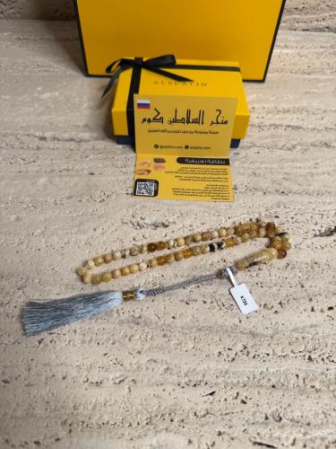 سبحه كهرمان حر شوائب طبيعية مع شكة تفاصل يدوي