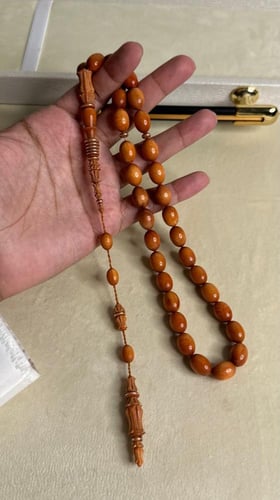 سبحة من خشب وحيد القرن النادر نحت يدوي من افضل الف...