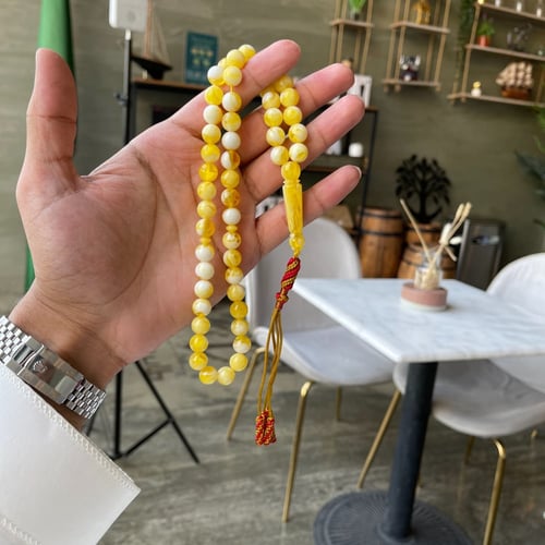 سبحة بكلايت مع شكه تفصال يدوي الكويت اللون اصفر مد...