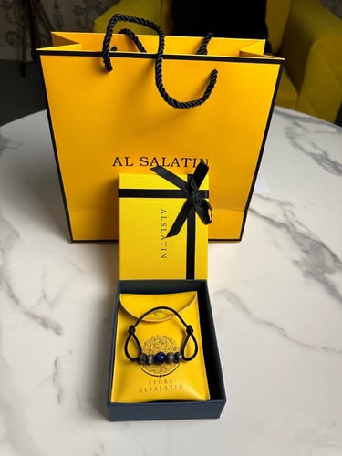 سوارة فضة مع حجر كريم عين النمر حياكة يدوية