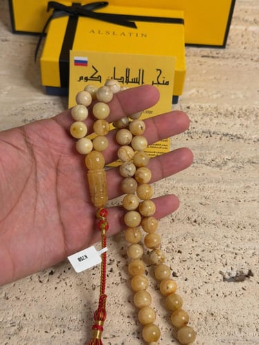 سبحه كهرمان حر شوائب طبيعية مع شكة تفاصل يدوي