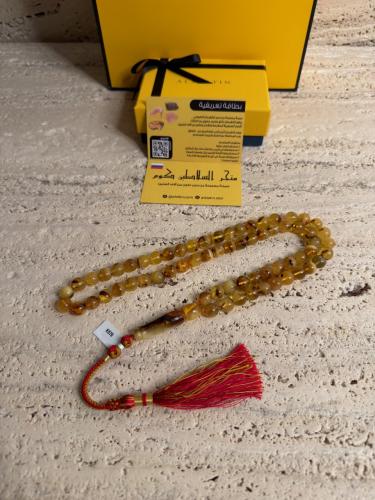 سبحه كهرمان حر شوائب طبيعية مع شكة تفاصل يدوي