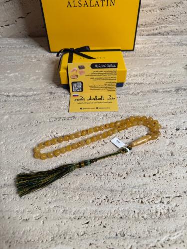 سبحه كهرمان حر شوائب طبيعية مع شكة تفاصل يدوي