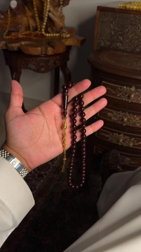 سبحة عودي بكلايت مع شكة ذهبيه من استنلس استيل نفس...