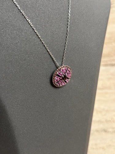 عقد فضه عيار 925 مرصع بالتوباز الأبيض والوردي