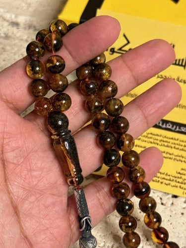 سبحه كهرمان حر شوائب طبيعية