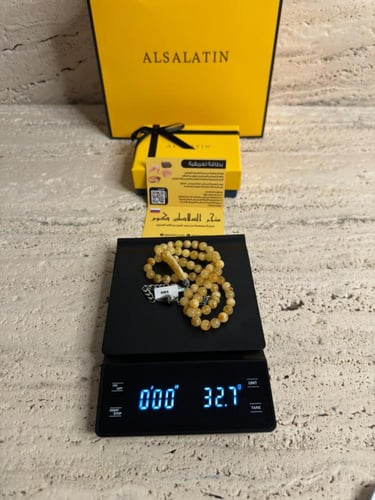 سبحه كهرمان حر شوائب طبيعية مع شكة مصنوعة من استنل...