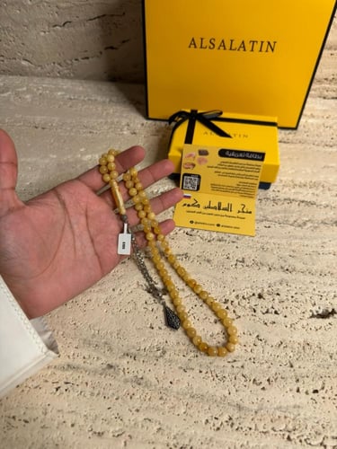 سبحه كهرمان حر شوائب طبيعية مع شكة مصنوعة من استنل...