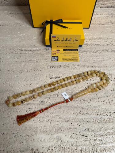 سبحه كهرمان حر شوائب طبيعية مع شكة تفاصل يدوي