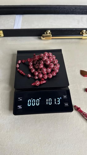 مسباح من كرات بولينق صب قديم منقوش يدوي فضة