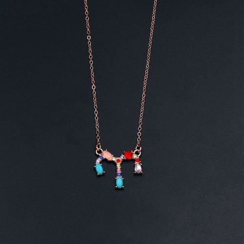 قلادة برج الحمل بأحجار الزيركون ملونة ومطلية بالذه...