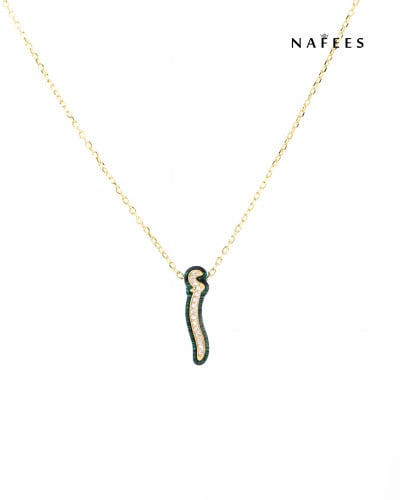 سلسال حرف أ باللون الأخضر والمرصع بأحجار الزيركون...