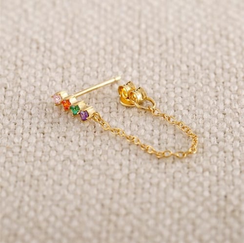 أقراط الكريستالات الملونة من الفضة المطلية بالذهب...